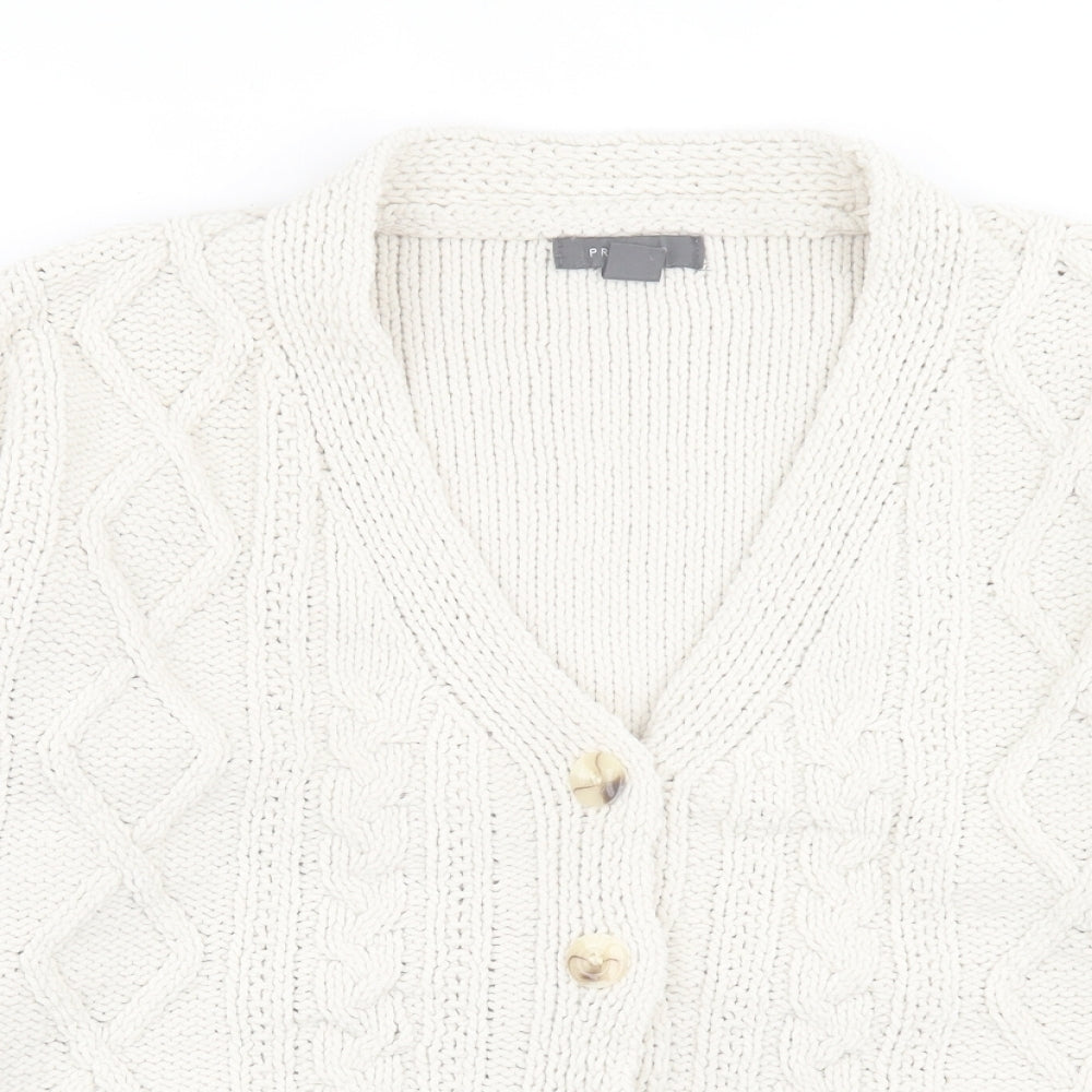 Primark Womens Ivory V-Neck  Polyester Cardigan Jumper Size L