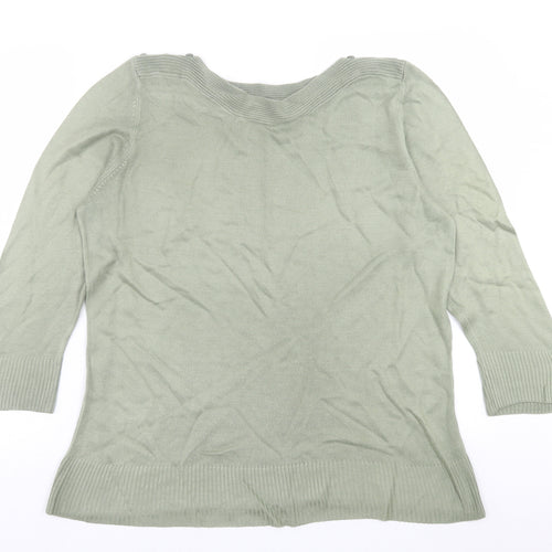 Original Womens Green Boat Neck  Acrylic Pullover Jumper Size 16