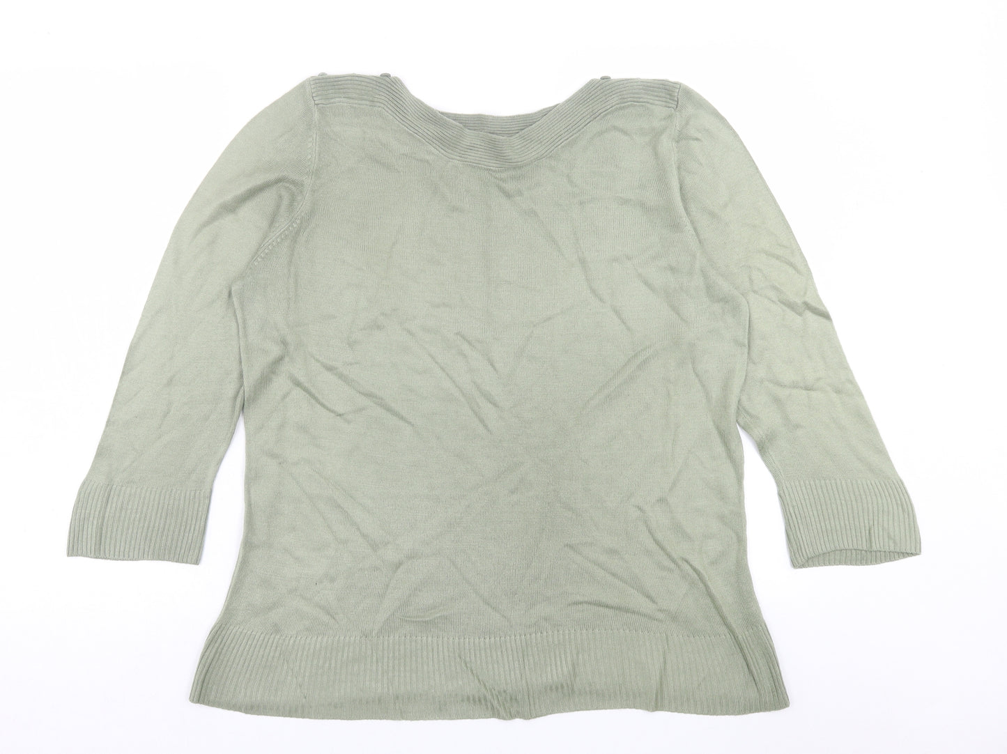 Original Womens Green Boat Neck  Acrylic Pullover Jumper Size 16