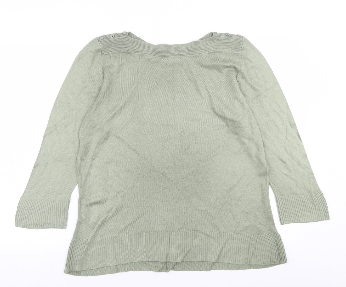 Original Womens Green Boat Neck  Acrylic Pullover Jumper Size 16