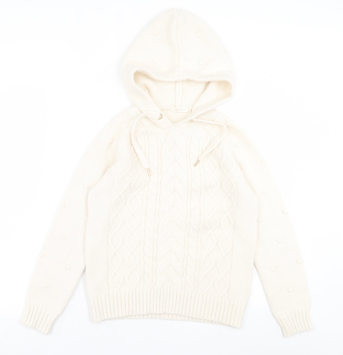 Falmer  Womens Ivory  Acrylic Pullover Hoodie Size M  Pullover