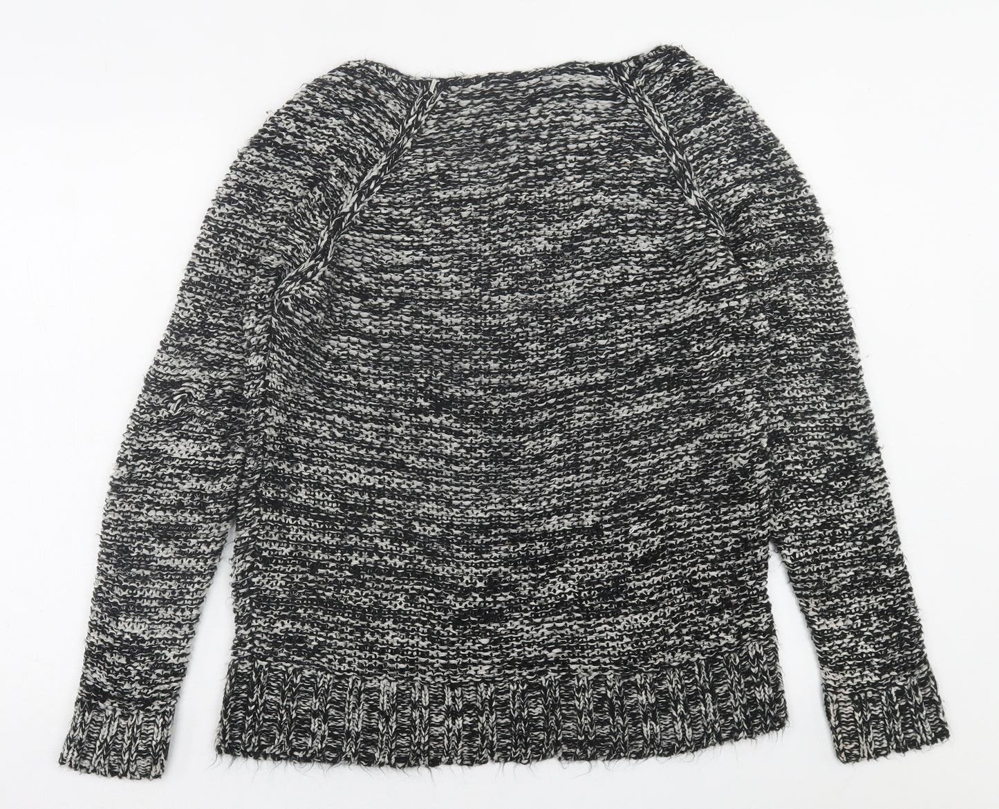 Miss Selfridge Womens Black V-Neck  Acrylic Pullover Jumper Size 16