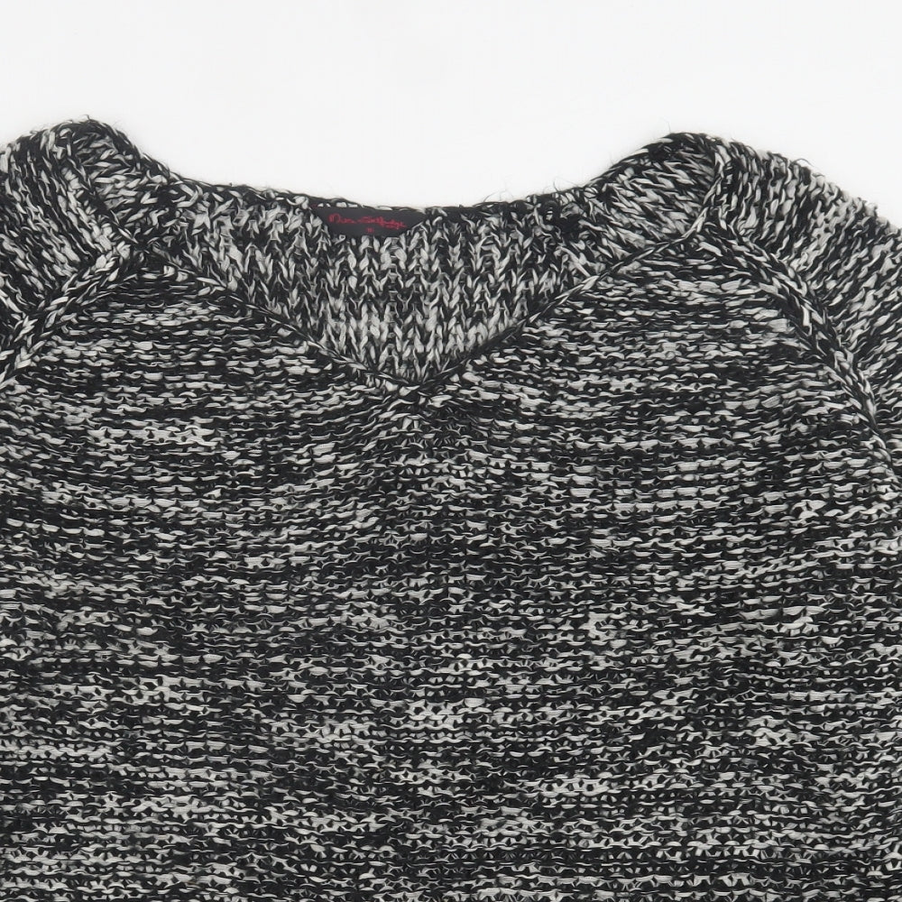 Miss Selfridge Womens Black V-Neck  Acrylic Pullover Jumper Size 16
