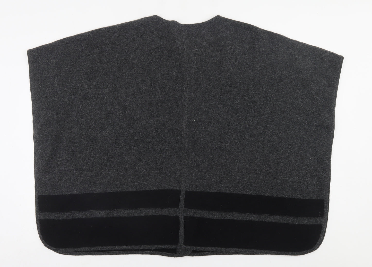 Laura Ashley Womens Grey Crew Neck Striped Wool Cape Jumper Size 18