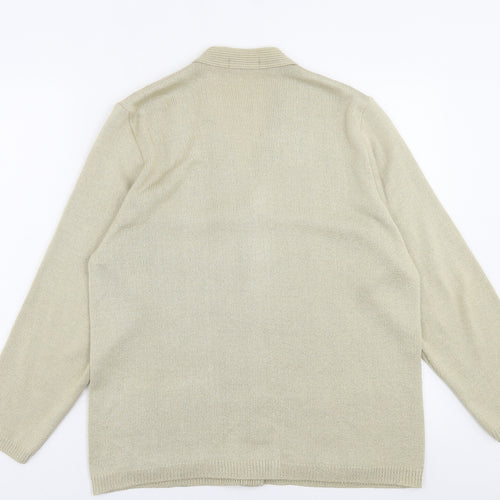 prewron Womens Beige V-Neck  Acrylic Cardigan Jumper Size M
