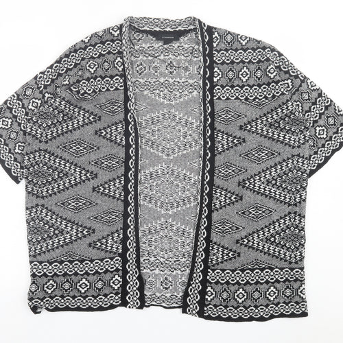 Atmosphere Womens Black V-Neck Geometric Acrylic Cardigan Jumper Size M