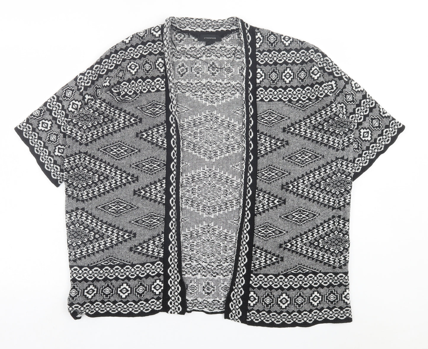 Atmosphere Womens Black V-Neck Geometric Acrylic Cardigan Jumper Size M