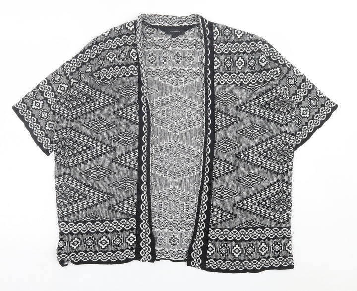 Atmosphere Womens Black V-Neck Geometric Acrylic Cardigan Jumper Size M
