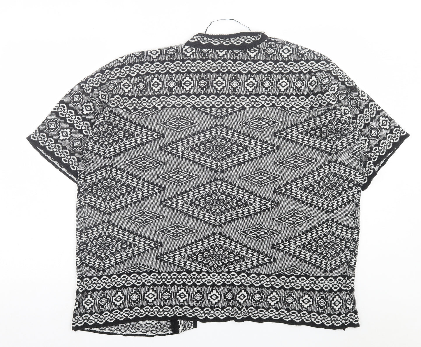 Atmosphere Womens Black V-Neck Geometric Acrylic Cardigan Jumper Size M