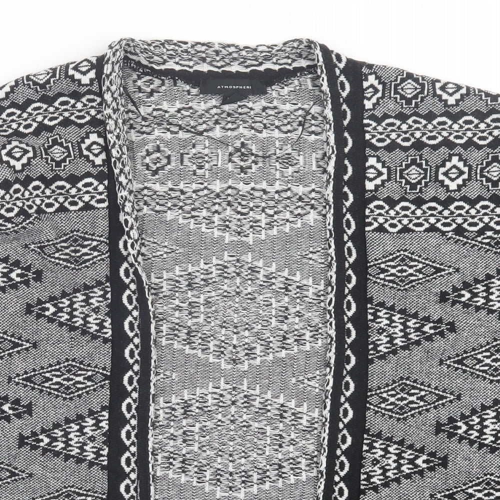 Atmosphere Womens Black V-Neck Geometric Acrylic Cardigan Jumper Size M