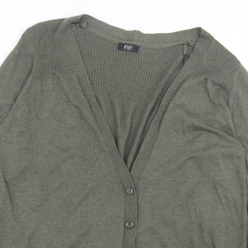 F&F Womens Green V-Neck  Polyamide Cardigan Jumper Size 20