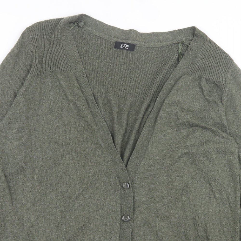 F&F Womens Green V-Neck  Polyamide Cardigan Jumper Size 20