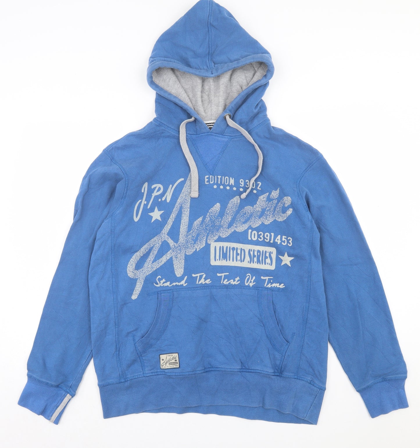 TU Mens Blue  Cotton Pullover Hoodie Size M