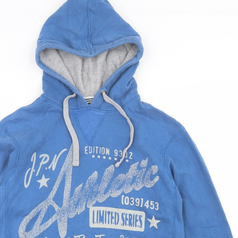 TU Mens Blue  Cotton Pullover Hoodie Size M