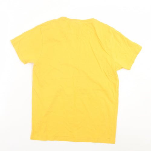 JACK & JONES Mens Yellow  Cotton  T-Shirt Size M Crew Neck