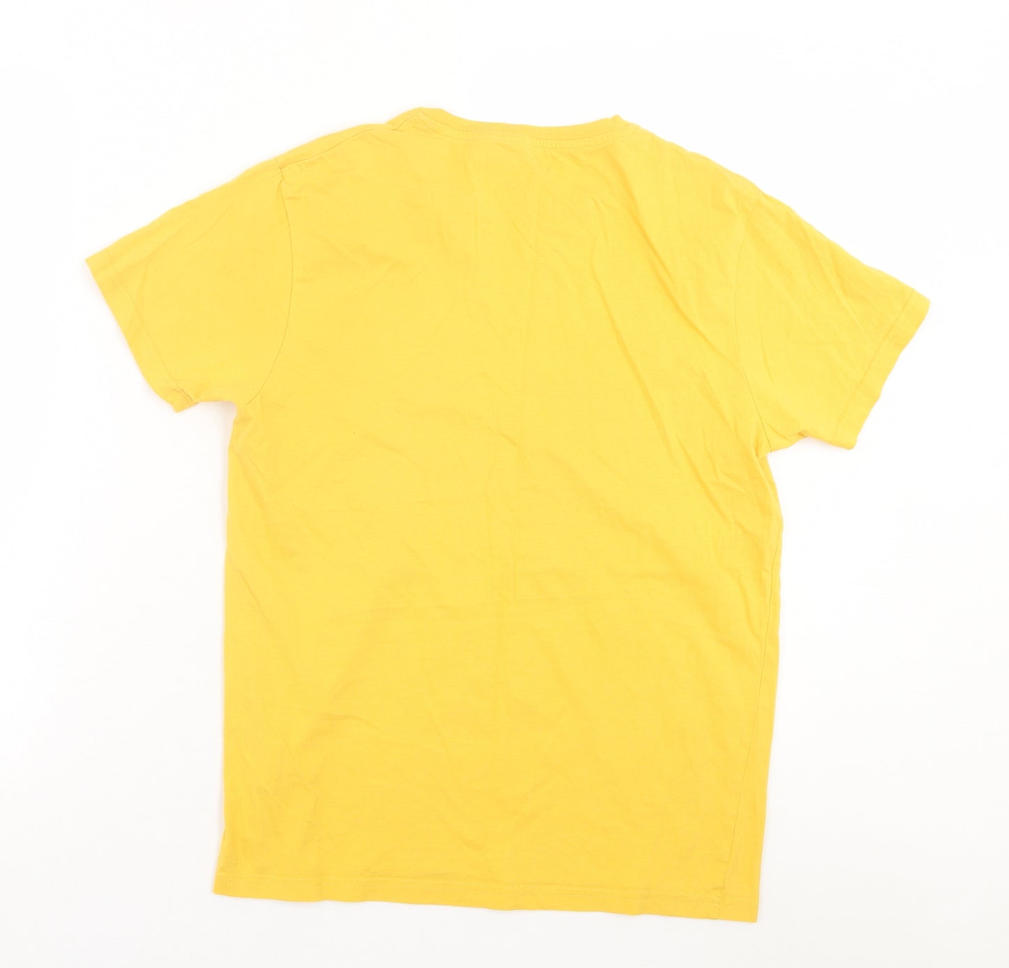 JACK & JONES Mens Yellow  Cotton  T-Shirt Size M Crew Neck