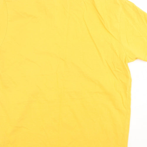 JACK & JONES Mens Yellow  Cotton  T-Shirt Size M Crew Neck