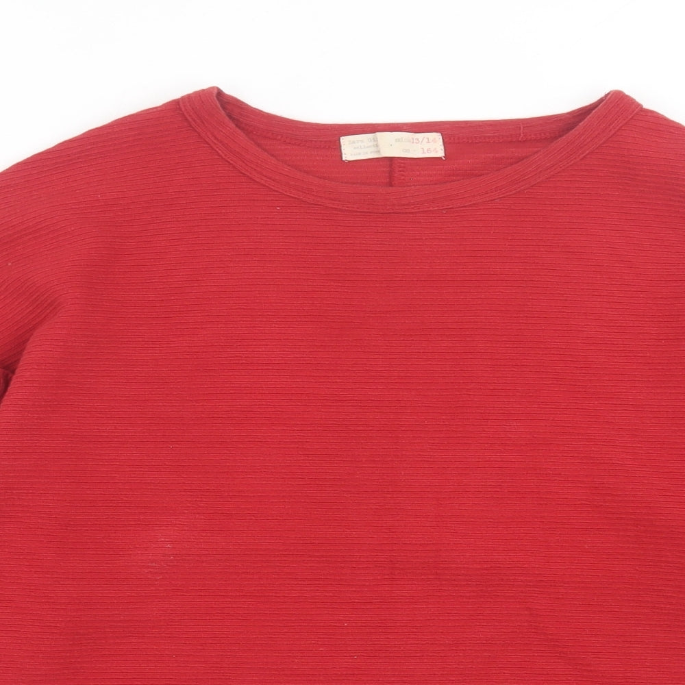 Zara Girls Red Crew Neck  Cotton Pullover Jumper Size 13-14 Years  Pullover