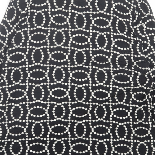 H&M Womens Black Geometric Viscose Basic T-Shirt Size XL Roll Neck