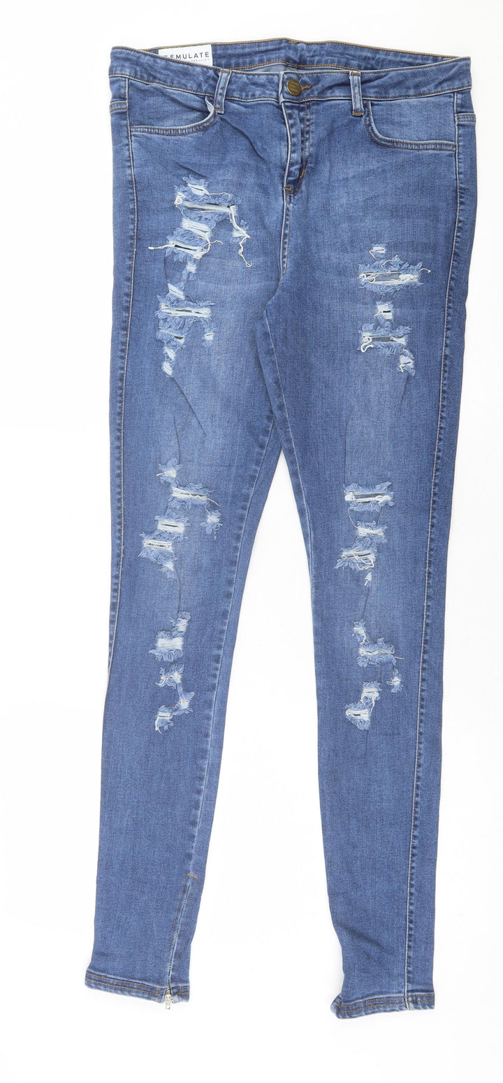 EMULATE Womens Blue Cotton Skinny Jeans Size 34 in L32 in Regular Button