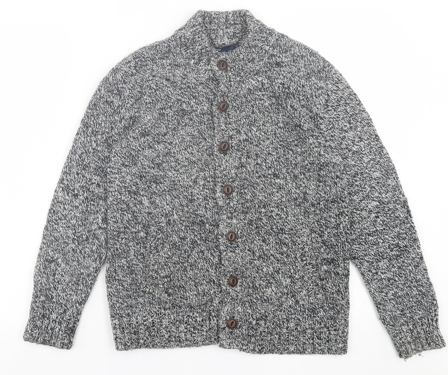 Gap Boys Grey High Neck  Cotton Cardigan Jumper Size 10-11 Years  Button
