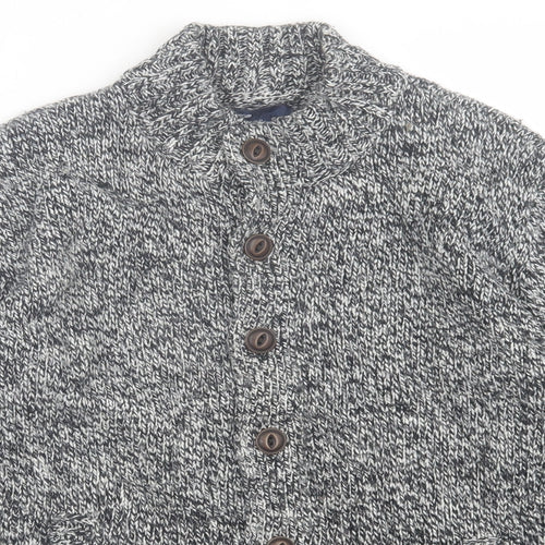 Gap Boys Grey High Neck  Cotton Cardigan Jumper Size 10-11 Years  Button