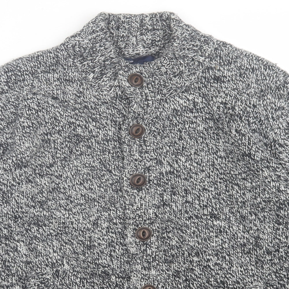 Gap Boys Grey High Neck  Cotton Cardigan Jumper Size 10-11 Years  Button