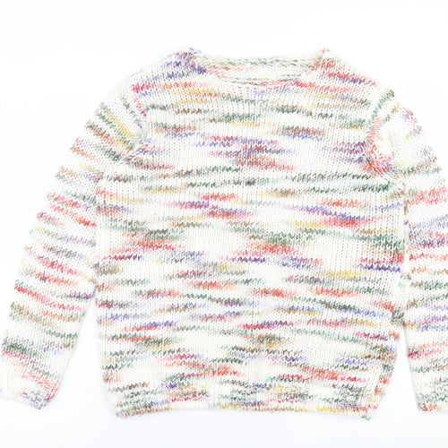 Papaya Womens Multicoloured Crew Neck Geometric Acrylic Pullover Jumper Size M