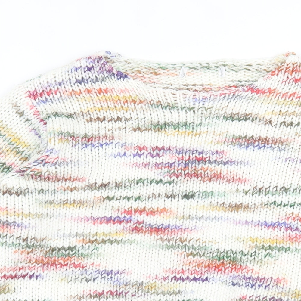 Papaya Womens Multicoloured Crew Neck Geometric Acrylic Pullover Jumper Size M