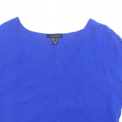 Atmosphere Womens Blue  Viscose Basic T-Shirt Size 14 V-Neck