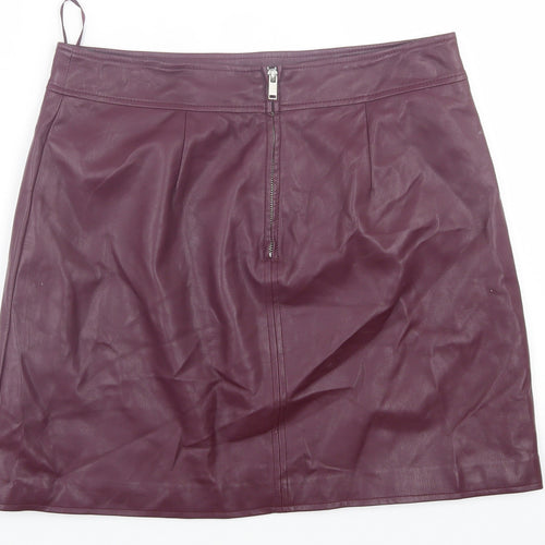 Warehouse Womens Purple  Polyurethane A-Line Skirt Size 14   Zip