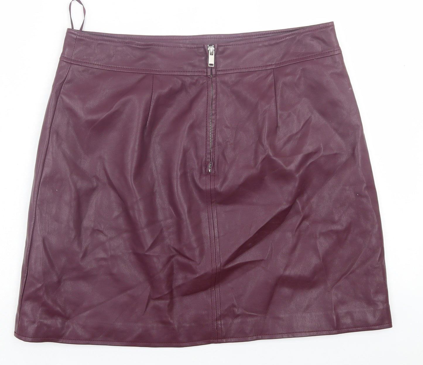 Warehouse Womens Purple  Polyurethane A-Line Skirt Size 14   Zip