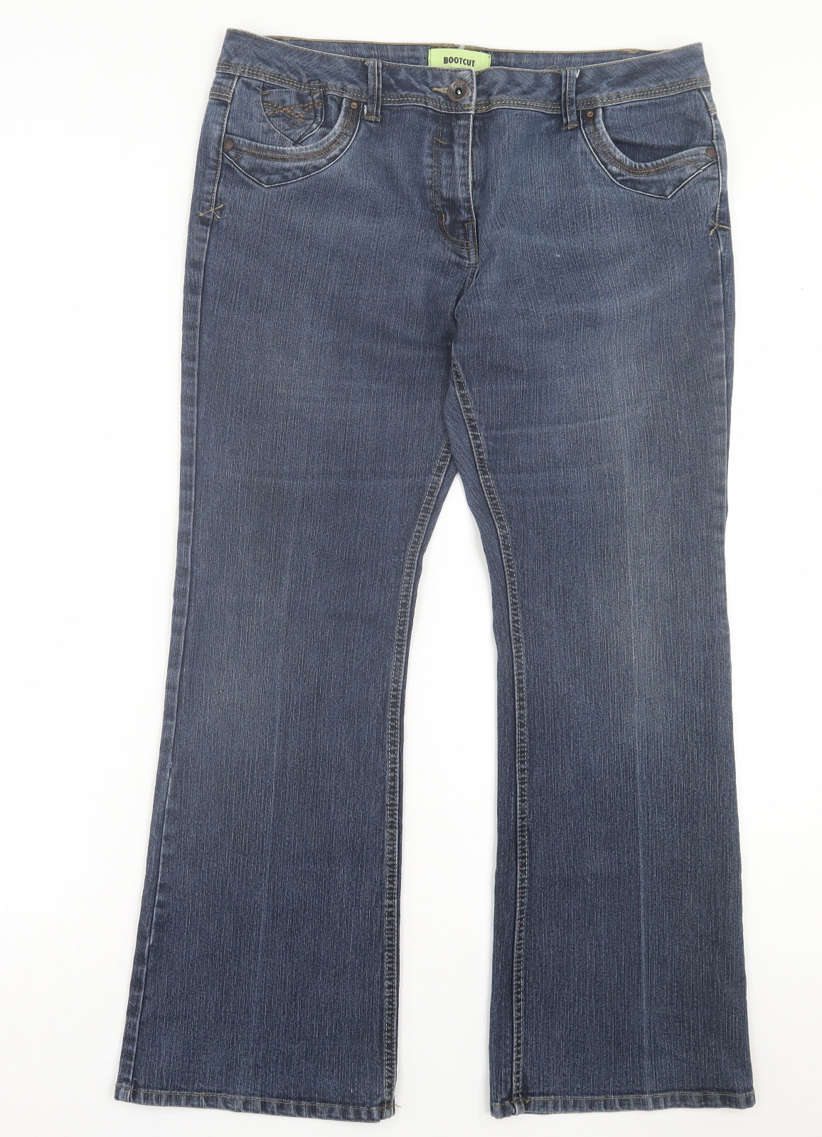 George Womens Blue  Cotton Bootcut Jeans Size 16 L30 in Regular Button