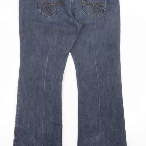 George Womens Blue  Cotton Bootcut Jeans Size 16 L30 in Regular Button