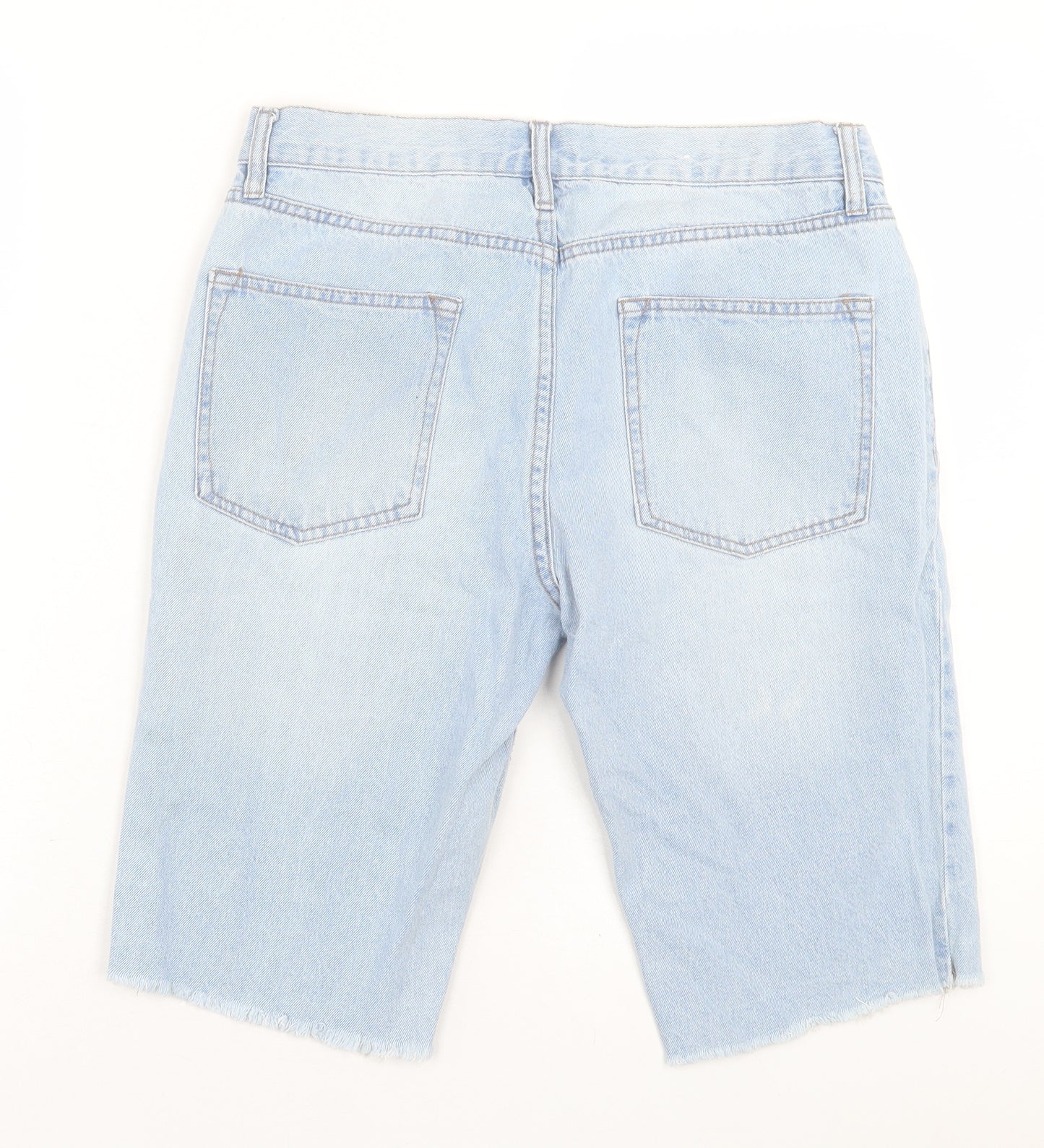 Topman Mens Blue  Cotton Bermuda Shorts Size 32 in L12 in Regular Button