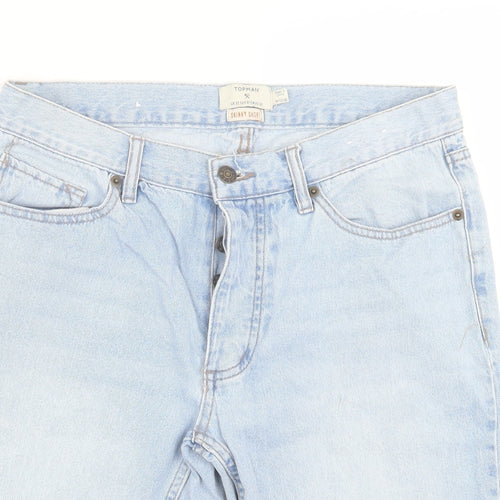 Topman Mens Blue  Cotton Bermuda Shorts Size 32 in L12 in Regular Button