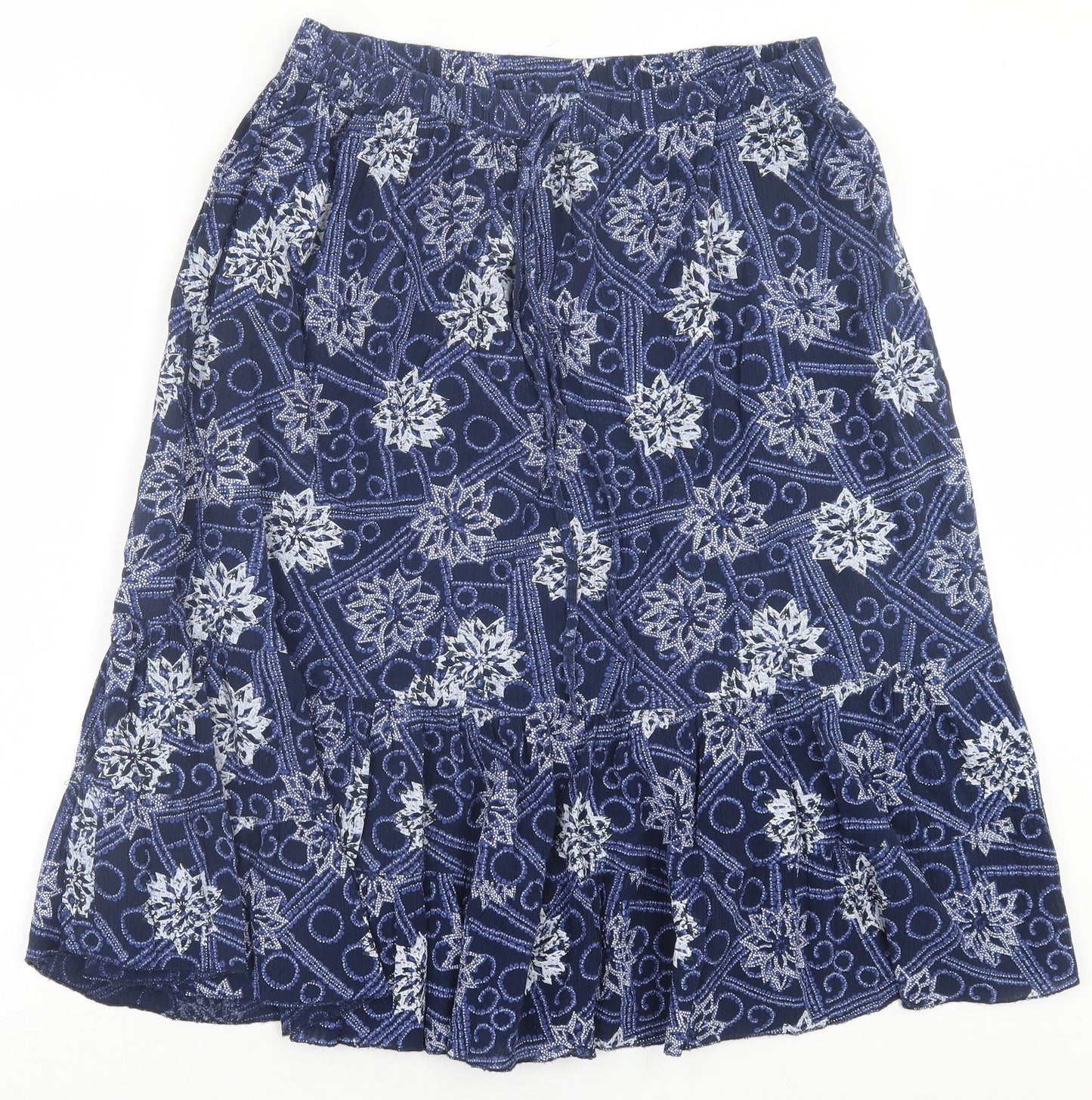 bonmarch Womens Blue Geometric Cotton A-Line Skirt Size M   Tie