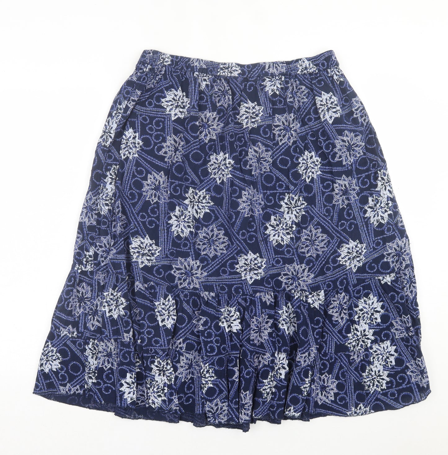 bonmarch Womens Blue Geometric Cotton A-Line Skirt Size M   Tie