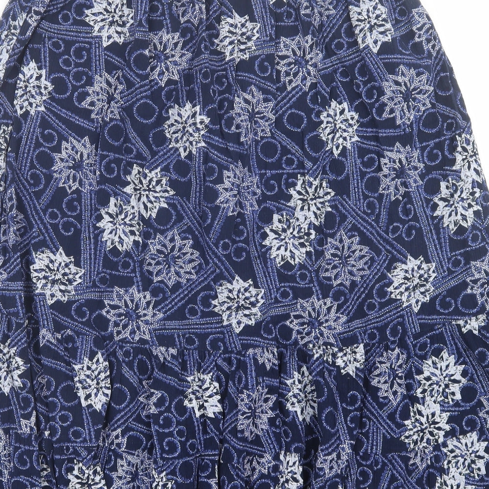 bonmarch Womens Blue Geometric Cotton A-Line Skirt Size M   Tie