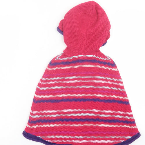 Kids Stuff Girls Pink Crew Neck Striped Acrylic Cape Jumper Size 5-6 Years  Button