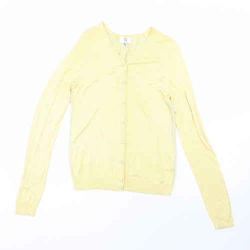 Noa Noa Womens Yellow V-Neck  Viscose Cardigan Jumper Size S