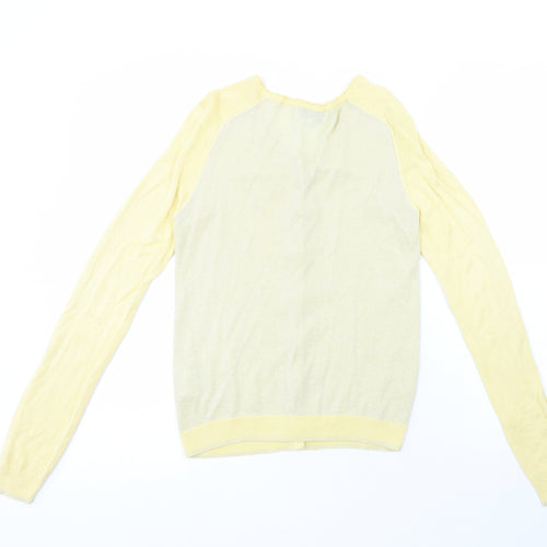 Noa Noa Womens Yellow V-Neck  Viscose Cardigan Jumper Size S