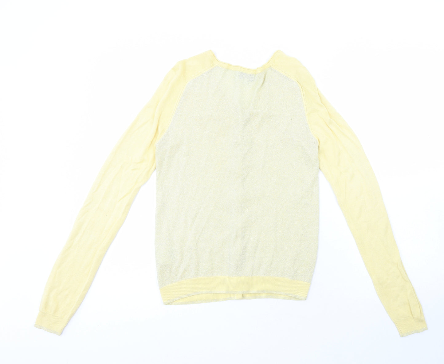 Noa Noa Womens Yellow V-Neck  Viscose Cardigan Jumper Size S