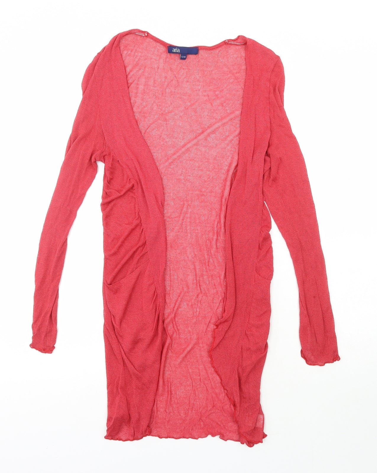 Aria Womens Red V-Neck  Viscose Cardigan Jumper Size 12