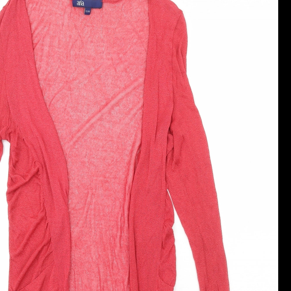 Aria Womens Red V-Neck  Viscose Cardigan Jumper Size 12