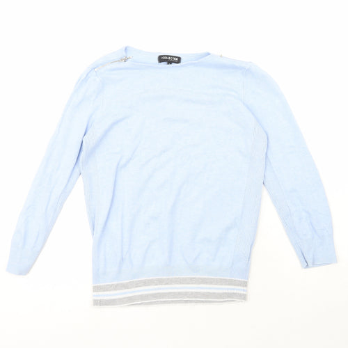 Debenhams Womens Blue Crew Neck  Viscose Pullover Jumper Size 14