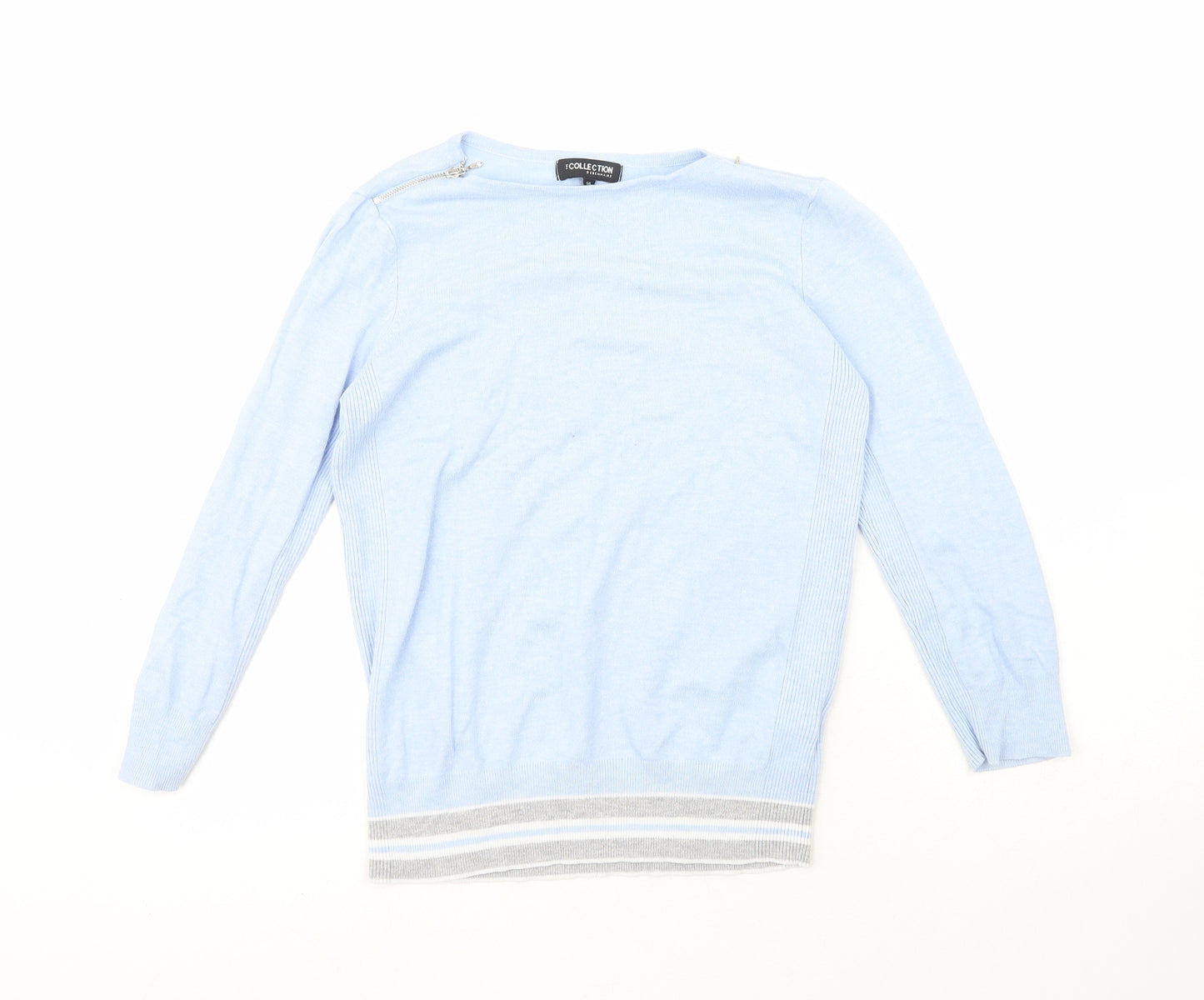Debenhams Womens Blue Crew Neck  Viscose Pullover Jumper Size 14