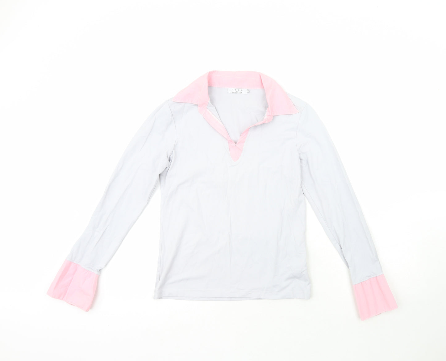 D.E.C.K Womens Grey Collared  Polyamide Pullover Jumper Size M
