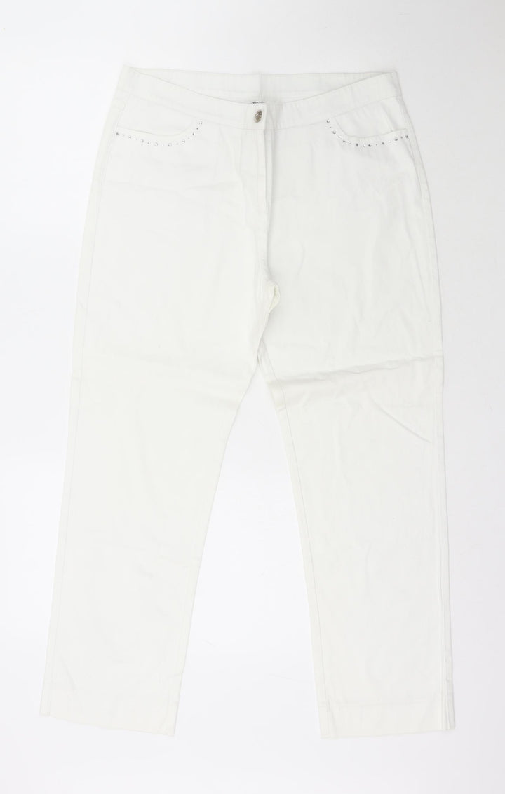 Via Veneto Womens White  Cotton Straight Jeans Size 14 L25 in Regular