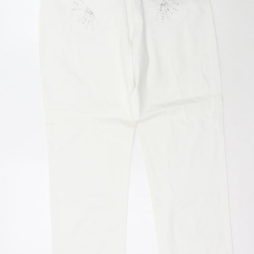 Via Veneto Womens White  Cotton Straight Jeans Size 14 L25 in Regular